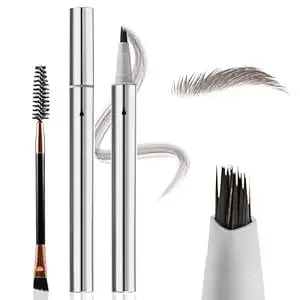 Boobeen 2pcs Wild Liquid Brow Pen, Microblading Natural Eyebrow Pencil With Spiral Brush, Ultra-Precise Tips For Hair-Like Makeup With Brush, Waterproof & Lasts All Day