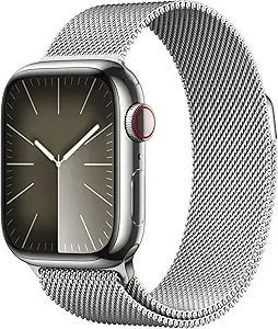 Apple Watch Series 9 [Gps + Cellular 41mm] Smartwatch With Graphite Stainless Steel Case With Graphite Milanese Loop. Fitness Tracker, Blood Oxygen & Ecg Apps, Always-On Retina Display (Renewed)