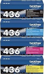 Brother Genuine tn436bk, tn436c, tn436m, tn436y High Yield Laser Toner Cartridge 4 Pack, Up To 6,500 Pages Each, For Hl-l8360cdw, Hl-l8360cdwt, Hl-l9310cdw, Mfc-l8895cdw, Mfc-l8900cdw, Mfc-l9570cdw