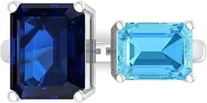 Martha Stewart 4 1/2 Carat Two Stone Gemstone Ring For Women In Sterling Silver, Gemstone Jewelry For Women