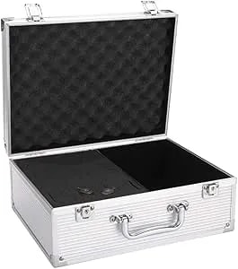 Tattoo Kit Box,Tattoo Case Organizer 12.6" X 9.5" X 5.1" W/Lock Machine Carrying Case,Aluminum Alloy With Sponge For Tatto Machine Box(Silver)