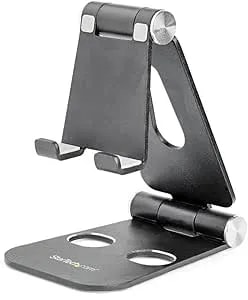 Startech.Com Phone And Tablet Stand - Foldable Universal Mobile Device Holder For Smartphones & Tablets - Adjustable Multi-Angle Ergonomic Cell Phone Stand For Desk - Portable - Black (Usptlstndb)