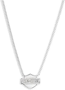 Harley-Davidson Women'S 16 In. Mother Of Pearl Bar & Shield Pendant Necklace