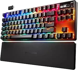 Steelseries Apex Pro Tkl Wireless Hypermagnetic Gaming Keyboard — Esports Tenkeyless — Oled Screen — Adjustable Actuation — Pbt Keycaps — Bluetooth — 2.4ghz — Usb-C