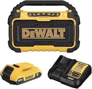 Dewalt 20v Max Bluetooth Speaker With Dual Speakers, Impact-Resistant Housing, 100 Ft Range, Usb Charging Port, 2.0ah Battery And Charger Included