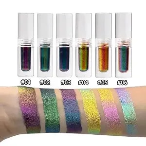 R.Y.M Violet Green Metallic Liquid Chameleon Eyeshadow Shimmer Quick-Drying Waterproof Chameleon Eyeliner Eyeshadow Party Festival Eye Makeup (6#, 0.06 Ounce (Pack Of 1))