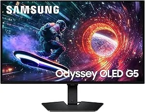 Samsung 27” Odyssey OLED G5 (G50SF) QHD & QD-OLED Gaming Monitor, 180Hz Refresh Rate, 0.03ms (Gtg) Response Time, Nvidia G-Sync Compatible, AMD Freesync™, LS27FG500SNXZA
