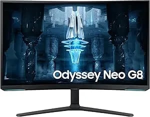 Samsung 32" Odyssey Neo g8 (g85nb) 4k Uhd 240hz 1ms G-Sync 1000r Curved Gaming Monitor, Quantum hdr2000, Amd Freesync Premium Pro, Matte Display, Displayport, Black & White, ls32bg852nnxgo