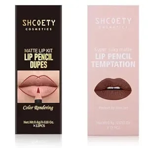 Shcoety 24 Pcs Matte Lip Liner Set, 2 Packs Waterproof Longwear Lip Pencils, High Pigmented Smooth Lip Makeup (sh012x + sh012nx)