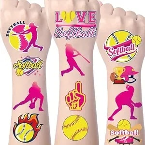 Softball Temporary Tattoos Decorations - 200+ Softball Birthday Party Decorations Favors Supplies Sports Fake Face Temporary Tattoos Stickers For Girls Boys