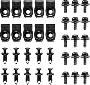 Gooacc Grc-70 35pcs Engine Under Cover Splash Shield Guard Body Bolts Bumper Fender Liner Push Retainer Fastener Rivet Clips , Black