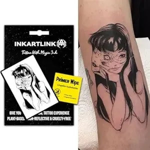 Inkartlink Temporary Tattoos, Semi Permanent Tattoos, Adult Art Designs, Waterproof Temporary Tattoos, Party Favors, Tattoo Stickers Realistic, No Adhesive, Lasts 1-2 Weeks (Mask Girl)