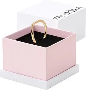 Pandora Polished Wishbone Ring - Minimalist Chevron Shape - Stackable 14k Gold-Plated Shine For Women - Gift For Her With Box
