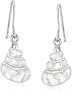 Ross-Simons Mother-Of-Pearl Conch Shell Drop Earrings In Sterling Silver