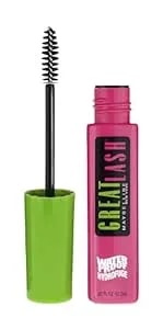 Maybelline Great Lash Waterproof Mascara, Volumizing, Lengthening And Lash-Doubling Formula For Thicker Lashes, Very Black, 1 Count