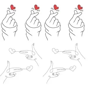 2 Sheets Finger Heart Small Tiny Temporary Tattoos For Adults Men Women, Minimalist Finger Heart Fake Tattoo Stickers, Waterproof Long Lasting Body Art For Arm Wrist
