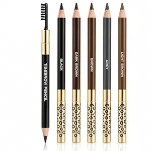 5-Pack Eyebrow Pencil Set With Spoolie Brush, Waterproof & Smudge-Proof Dual-Ended Brow Filler, Natural Finish Grooming Pen For Men And Women, Professional Sharpenable Design, 5 Shades Included