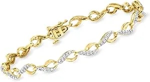 Ross-Simons 0.72 Ct. T.W. Diamond Loop-Style Link Bracelet In 18kt Gold Over Sterling. 7 Inches