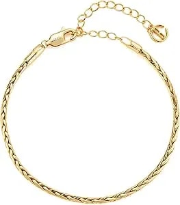 Cicy Bell 18k Gold Plated Bracelets For Women Trendy Dainty Stackable Square Star Wave Bamboo Curb Snake Heart Paperclip Figaro Mirror Chain Link Bracelet Sets Minimalism Accessories Gifts
