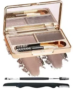 Eyebrow Powder Kit-2 Colors Eye Brow Tinting Powder Palette Long-Lasting Waterproof, Light Dark Grey Brown Brow Filler Product, Mother'S Day Makeup Gift For Women Girl, With Mirror Brow Brush-Set 03