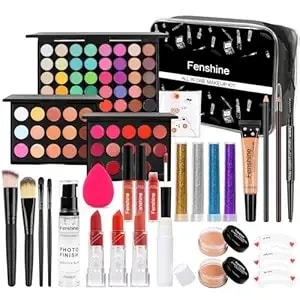 All In One Makeup Kit For Women Full Kit, Makeup Gift Set For Women Beginners, Makeup Essential Starter Bundle Include Eyeshadow Palette Lipstick Eyebrow Pencil Brush Set (Type C)