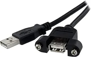 Startech.Com 3 Ft Panel Mount USB Cable A To A F/M - Panel Mount USB Extension USB A-Female To A-Male Adapter Cable 3ft - USB-A (F) Port (USBPNLAFAM3)