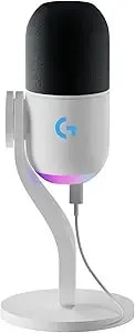 Logitech G Yeti Gx Dynamic Rgb Gaming Microphone With Lightsync, Usb Mic For Streaming, Supercardioid, Usb Plug And Play For Pc/Mac - White