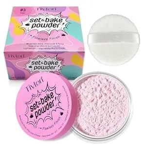 Setting Powder For Makeup, Extra Fluffy Loose Face Powder Poof, Soft Natural Face Makeup For Uneven Skin Tone, Blendable Oil Free Powder Foundation,Talc Free,Vegan,Cruelty-Free, 24g (#3 Pink)