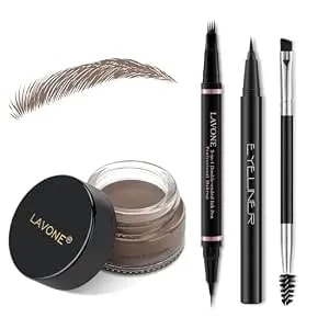 Lavone Eyebrow Pen Makeup Kit, With Waterproof Eyebrow Pencil, Eyeliner, Pomade, And Brow Brush, Smudge-Proof And Long Lasting, Create Full And Natural Brows, Light Brown