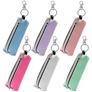 Chapstick Holder, 6 Pcs Lip Balm Sleeve Pouch Portable Lipstick Holder Bag Clip-On Makeup Travel Accessories Great Stuffers Gift For Women