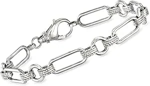 Ross-Simons Sterling Silver Oval And Paper Clip Link Bracelet