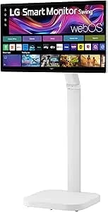 LG Smart Monitor Swing 32U889SA-W 32-Inch 4K UHD (3840x2160) IPS Touchscreen On A Fully Adjustable Wheeled Base HDR10, Webos, Built-In Speaker, HDMI, USB Type-C, Tilt/Height/Swivel/Pivot Stand, White