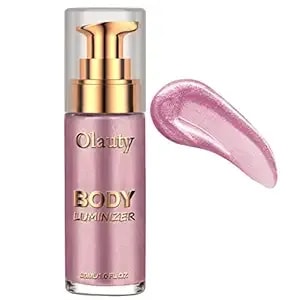 Firstfly Liquid Luminizer, Waterproof Moisturizing Light Shimmer Glow Illuminator For Face & Body, All In One Makeup Liquid Illuminator, Summer Body & Face Highlighter (#07 Rose Pink)