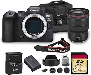 Canon Eos r6 Mark Ii Mirrorless Camera - 24.2mp Full Frame Sensor 4k 60p Video - Dual Pixel Af In-Body Stabilization For Professionals (5666c002) + Canon Rf 24-70mm Lens + 64gb Card + Canon Bag