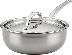 Hestan - Nanobond Collection - Titanium Stainless Steel Saucier Pan With Lid, Induction Cooktop Compatible, 2-Quart
