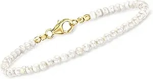 Ross-Simons 3-3.5mm Cultured Pearl Bead Bracelet In 18kt Gold Over Sterling