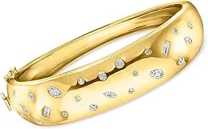 Ross-Simons 1.40 Ct. T.W. Scattered Lab-Grown Diamond Bangle Bracelet In 18kt Gold Over Sterling. 7 Inches