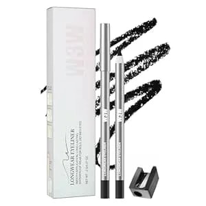 Foleto Eyeliner Waterproof Black, Long-Lasting Smudge-Proof Eye Liner Pencil With Sharpener, Smooth Anti-Smudging Formula （Liquorice）