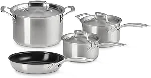 Essential Stainless Steel Set Of 7 Cookware Set