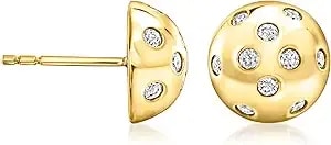 Ross-Simons 0.50 Ct. T.W. Diamond Button Earrings In 18kt Gold Over Sterling
