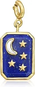 Ross-Simons Lapis And Mother-Of-Pearl Moon And Stars Charm In 18kt Gold Over Sterling