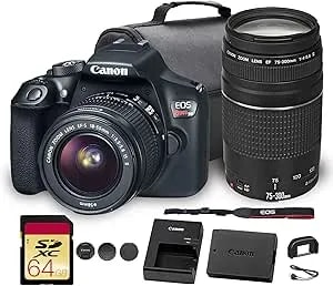 Canon Eos Rebel t6 Dslr Camera With 18-55mm Lens - 18mp Aps-C Cmos Sensor, Built-In Wi-Fi & Full Hd Video - Great For Travel & Everyday Photography (1159c003) + Canon Ef 75-300mm F/4-5.6 Iii Lens + More