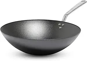 Made In Cookware - 13" Seasoned Carbon Steel Wok - Professional Cookware - Crafted In Sweden - Induction Compatible