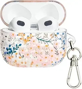 Kate Spade New York Airpods Protective Case With Keychain Ring - Multi Floral Rose, Compatible With Airpods 3rd Generation