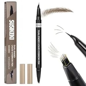 Dual-Ended Microblading Eyebrow Pencil For Women, 2 In 1 Liquid Eyebrow Pencil With Curved Tip And 4d Brow-Fection Microblading Pen, Shaped Fill Hairlike Waterproof Lasting Eyebrows 02 Brown