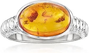 Ross-Simons Amber Ring In Sterling Silver