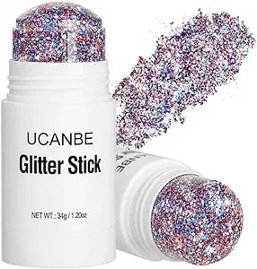 Ucanbe Red White Blue Body Glitter Stick For Independence Day Singer Concerts Music Festivals, Face Glitter Makeup For Face Body Hair Eyes & Lips, Chunky Glitter For Women 1.2oz