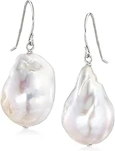 Ross-Simons 12-13mm Cultured Baroque Pearl Drop Earrings In Sterling Silver