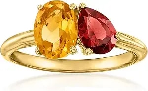 Ross-Simons 1.10 Carat Citrine And .90 Carat Garnet Toi Et Moi Ring In 18kt Gold Over Sterling