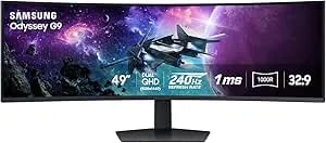 Samsung 49" Odyssey G9 (G95C) Series DQHD 1000R Curved Gaming Monitor, 240Hz, 1ms(Gtg), Displayhdr 1000, AMD Freesync Premium Pro, Eye Saver Mode, Auto Source Switch+, LS49CG950ENXZA, 2024